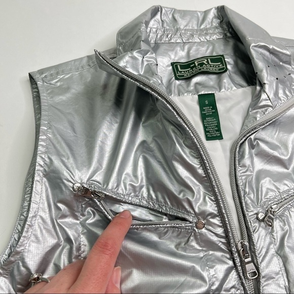 Lauren Active Ralph Lauren Performance Silver Metallic Drawstring Waist Vest - Picture 8 of 17